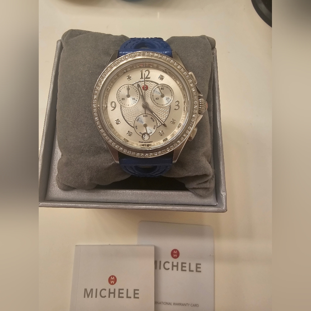 Michele diamond watch with multiple straps